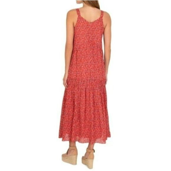 NEW Joie Womens Red Printed Tea Rose Maxi Dress‎ Sleeveless V-Neck Large NWT - Picture 3 of 11
